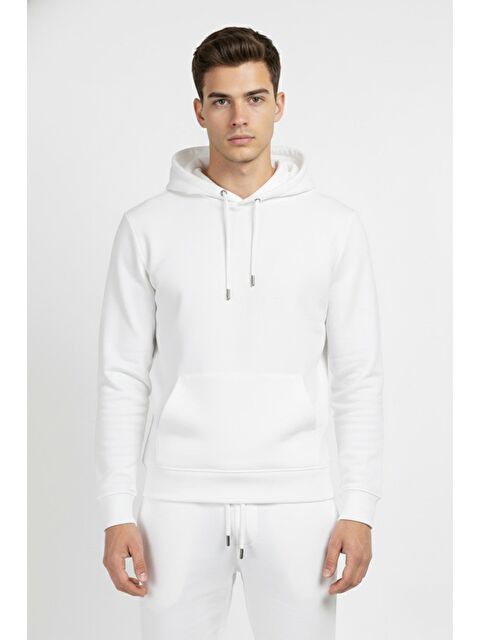 Sabri Özel Beyaz Regular Fit Pamuklu Kapüşonlu Eşofman Takımı - S000490727-20063