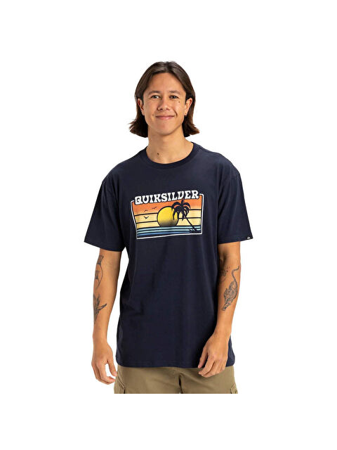 Quiksilver Sun Faded Erkek Lacivert Yuvarlak Yaka Spor Tişört
