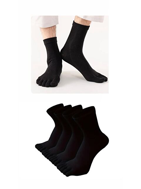 Ozzy Socks 4 Çift Siyah Antibakteriyel Mantar Önleyici Parmak Çorabı - S000360109-19351