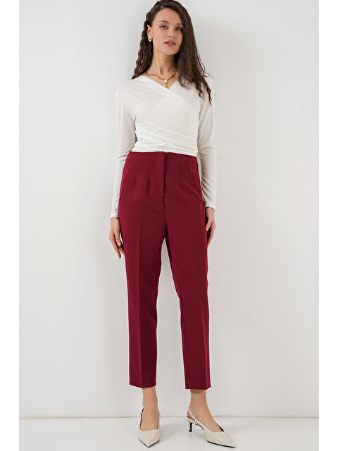 Bigdart 6650 Yüksek Bel Kumaş Pantolon - Bordo - S000150836-19951
