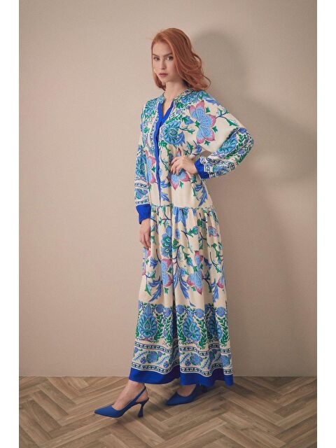 Fullamoda Baskılı Kolları Lastikli Elbise - S000202394-23710