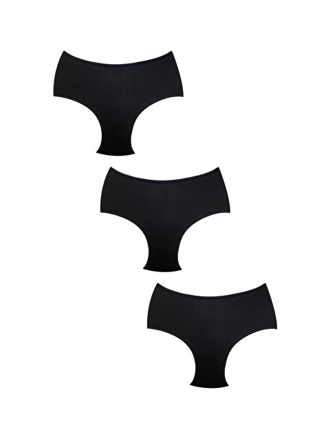 Kompedan 3'Lü Paket Pamuklu Modal Bato Külot | Siyah 0335 - S000360116-19351