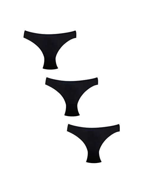 Kompedan 3'Lü Pamuklu Slip Bamboo Kumaş | Siyah 0320 - S000360124-19351