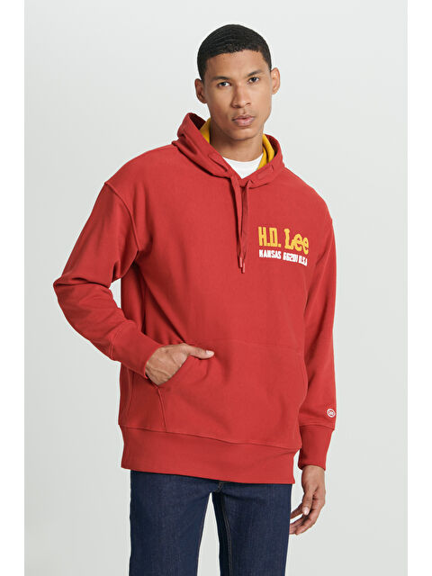 Lee Loose Fit Rahat Kesim Kapüşonlu Şardonlu Kırmızı Sweatshirt - S000530576-20045