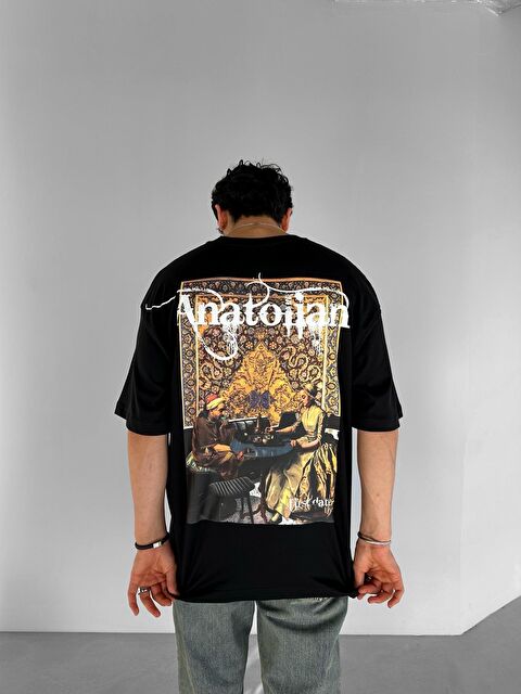 Abluka Online Erkek Sırtı Patchli Oversize T-Shirt Siyah - S000040303-19351