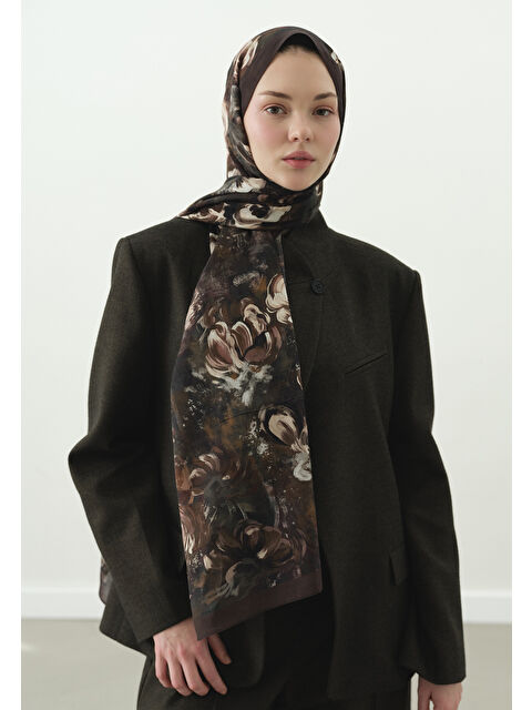 Fresh Scarfs MADELEINE DESENLİ PAMUK VİSKON ŞAL KAHVE - S000497957-28102