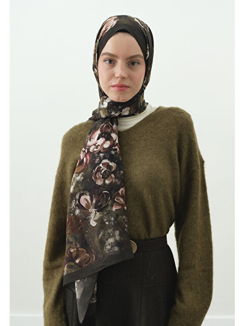 Fresh Scarfs MADELEINE DESENLİ PAMUK VİSKON ŞAL ASKERİ HAKİ - S000497957-18547