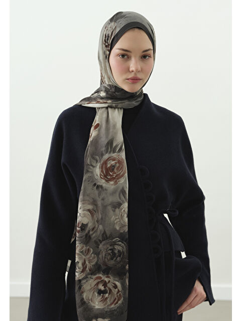 Fresh Scarfs MARIELLE DESENLİ PAMUK VİSKON ŞAL FÜME - S000497958-33408