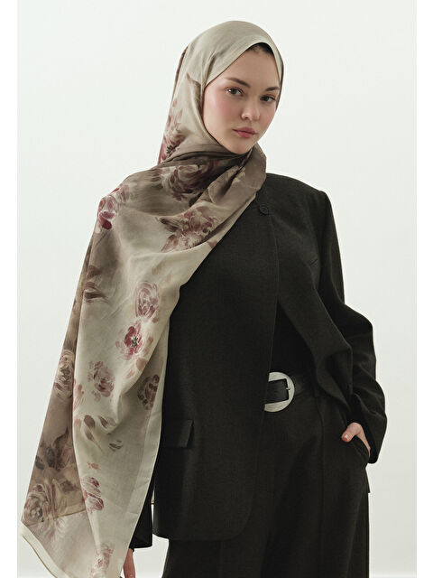 Fresh Scarfs MARIELLE DESENLİ PAMUK VİSKON ŞAL BEJ - S000497958-19928