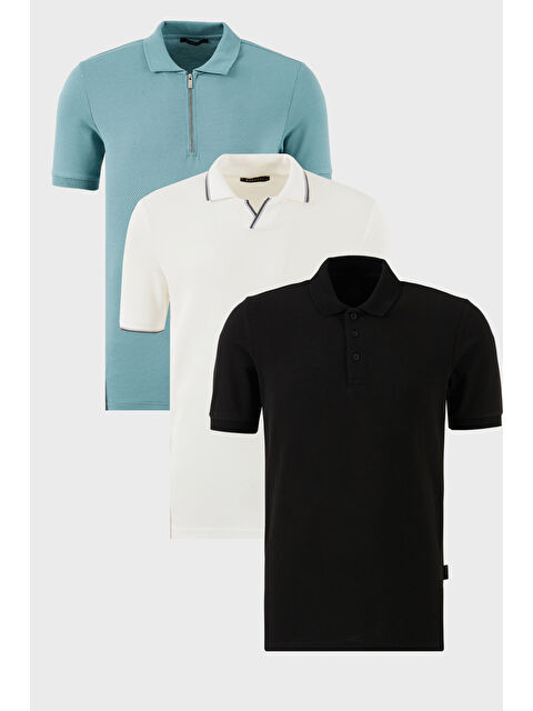 Buratti Pamuklu Regular Fit 3'lü Paket Polo Yaka Tişört 59029641527S3 - S000398633-93