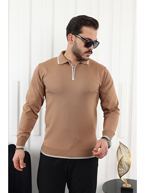 Comstar Fermuar Yaka Çizgi Detaylı Erkek Kazak - S000318935-29705