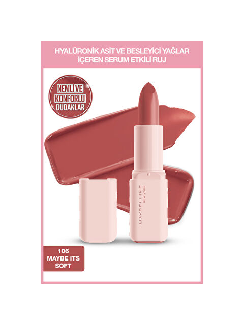 Maybelline New York Serum Etkili Hyalüronik Asit ve Besleyici Yağ İçeren Ruj - 106 Maybe It's Soft - S000486117-26865