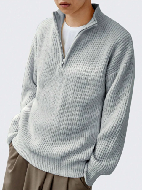 Tarz Cool Erkek Regular Dik Yaka Fermuarlı Balıkçı Triko Kazak - S000333173-20600