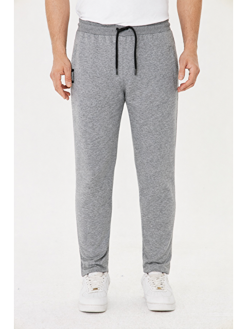 TRENDHILL Erkek Pamuklu Fermuarlı Cepli Eşofman Altı Gri M. 5431-G