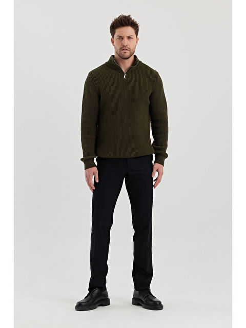 Tarz Cool Erkek Regular Yarım Balıkçı Yaka Fermuarlı Balıkçı Triko Kazak - S000333173-18547