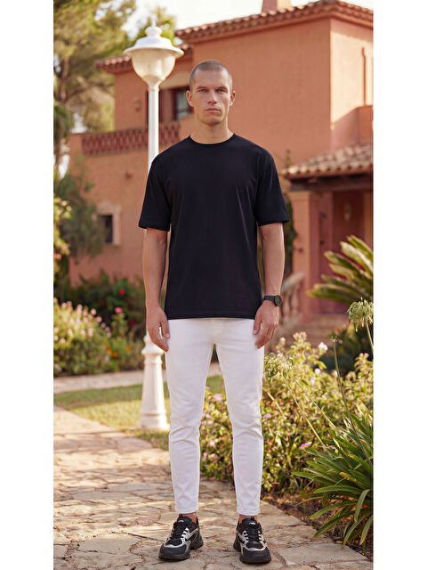 Etikmen %100 Organik Pamuk Düz Oversize Siyah Erkek Tişört - S000497704-19351