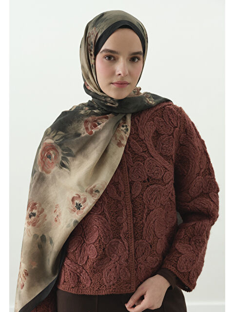 Fresh Scarfs MARIELLE DESENLİ PAMUK VİSKON ŞAL KOYU YEŞİL - S000497958-19416