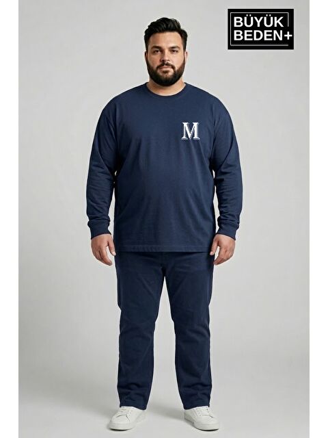 Süperlife Erkek Büyük Beden M Baskılı 2 İplik Bisiklet Yaka Tişört SPR26BTS942-13