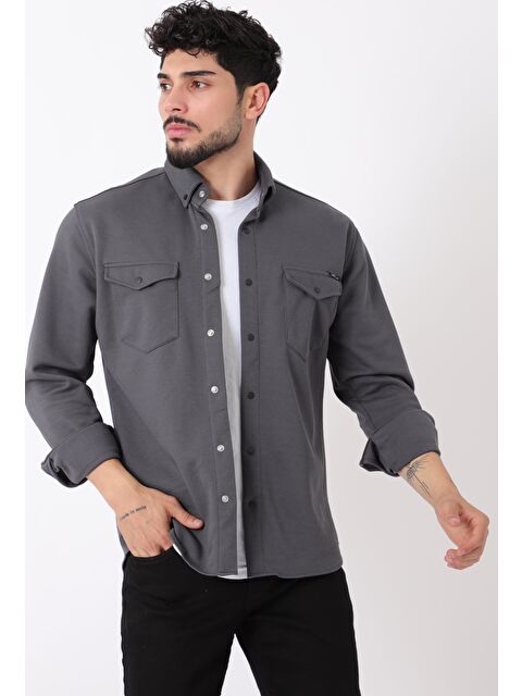 Stilkombin Çift Cep Kapaklı Örme Erkek Gömlek XC U16805_40335 - S000205109-29666