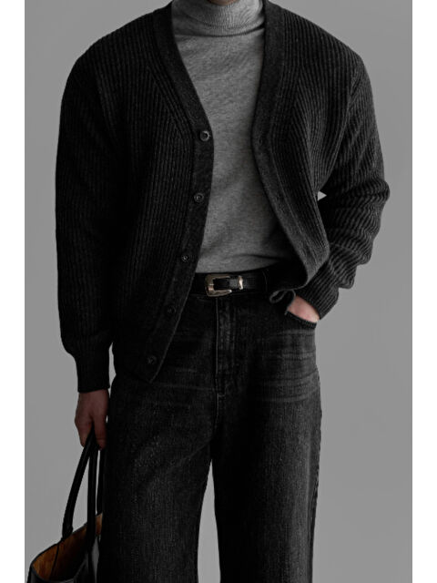 Tarz Cool Erkek Regular Fit Düğmeli V Yaka Triko Hırka - S000474507-33408