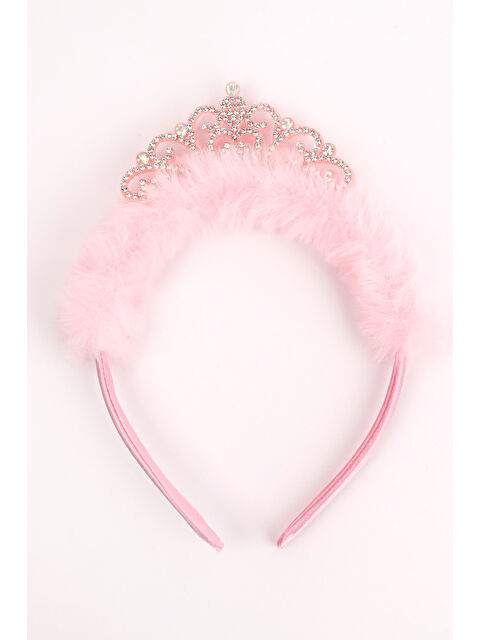 Le Mabelle Pembe Tüylü Taşlı Kraliçe Kız Çocuk Taç - S000486121-20024