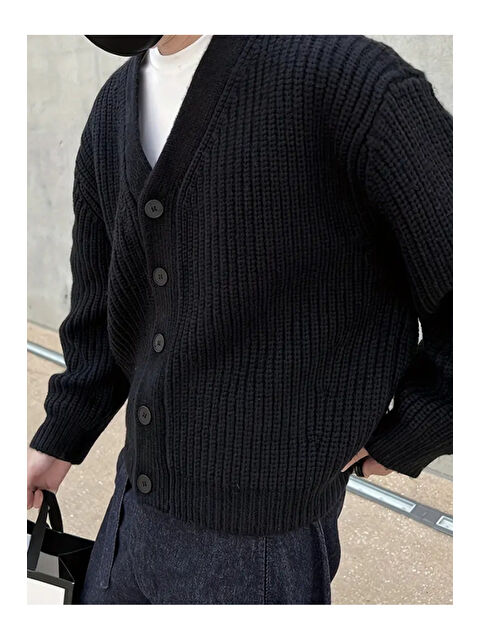 Tarz Cool Erkek Regular Fit Düğmeli V Yaka Triko Hırka - S000474507-19351