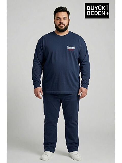 Süperlife Erkek Büyük Beden 1970 Brooklyn Baskılı 2 İplik Bisiklet Yaka Tişört SPR26BTS942-3