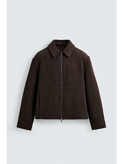 Abluka Online Erkek Relax Fit Premium Kaşe Ceket Kaban Kahverengi - S000493998-19413