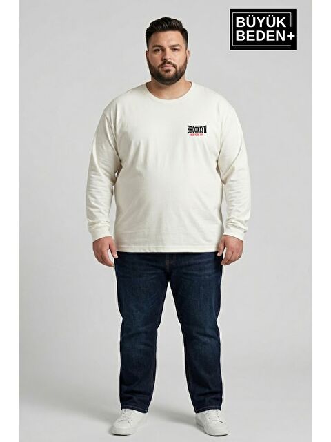 Süperlife Erkek Büyük Beden 1970 Brooklyn Baskılı 2 İplik Bisiklet Yaka Tişört SPR26BTS942-3