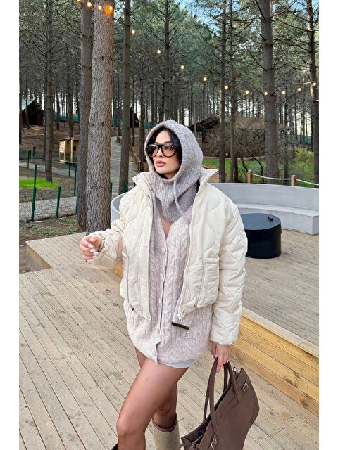 eka Kadın Gri Triko Balaklava Bere 594-14911 - S000496910-26429