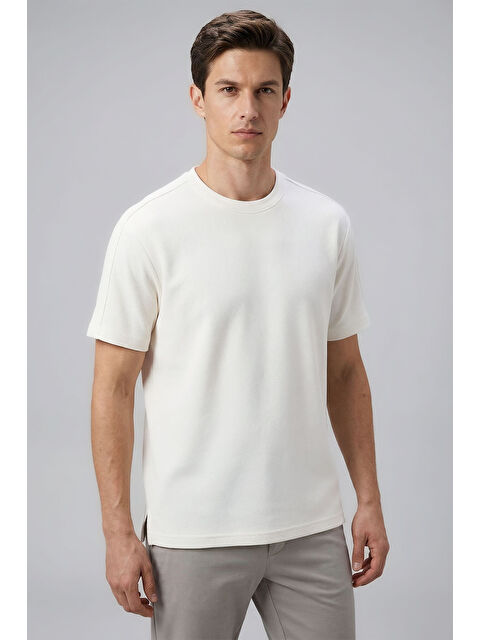 Tommylife Ekru Rahat Form Esnek Nefes Alabilir Erkek T-Shirt - 88495