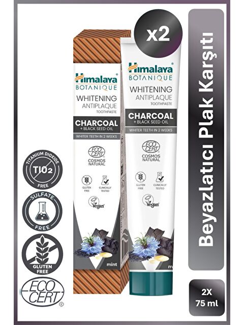 Himalaya Since 1930 Botanique Beyazlatıcı Plak Karşıtı Organik Diş Macunu 75ml 2'li Paket | Ecocert Cosmos Sertifikalı - S000494242-10231