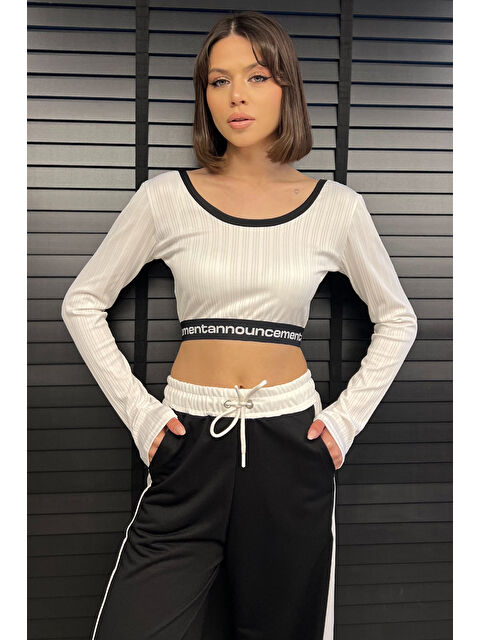 Gülseli Bel Lastikli Yazı Baskılı Kadın Body Bluz - S000361062-20063