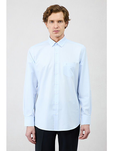 Kiğılı Uzun Kol Regular Fit Klasik Yaka Cepli Desenli Pamuk Gömlek