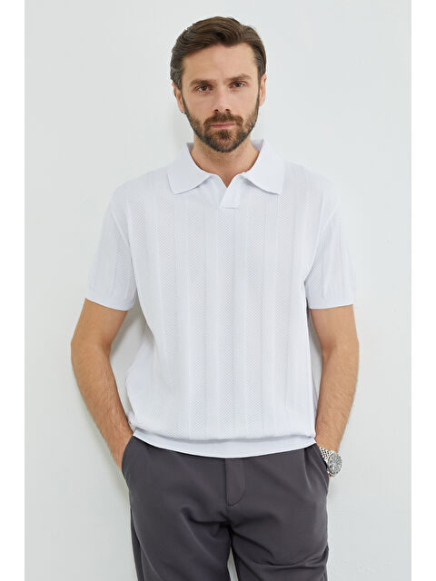 Fullamoda Desenli Apaş Yaka Triko Tişört