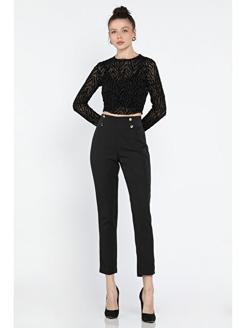 Gülseli Bel Lastikli Dar Paça Kadın Kumaş Pantolon - S000361067-19351