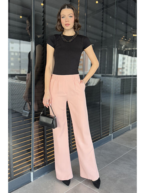 Gülseli Bel Cırtlı Bol Paça Kadın Kumaş Pantolon - S000361059-7152