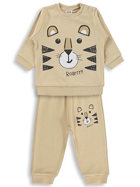 Civil Baby Erkek Bebek Kaplan Baskılı 6-18 Ay Takım - Kahverengi