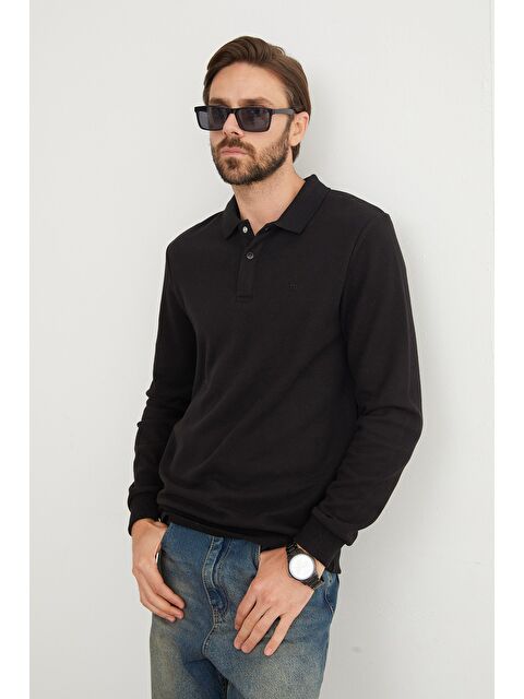 Fullamoda Fitilli Polo Yaka Düğmeli Büyük Beden Sweatshirt - S000323275-19351