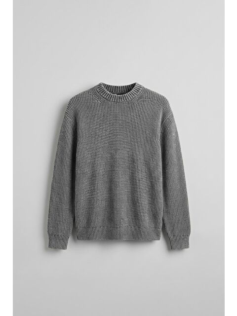 Abluka Online Erkek Oversize Yıkamalı Ağır Premium Kazak Gri - S000334022-20600