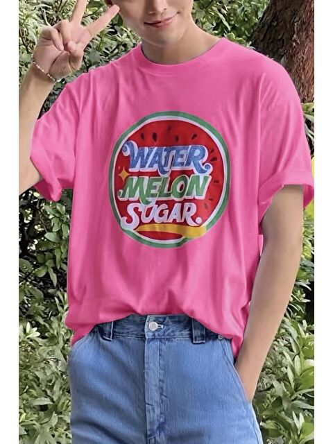 Oksit Watermelon Sugar Retro Baskılı Oversize Unisex Pamuklu Tişört
