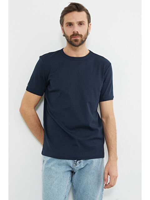 Fullamoda Basic Bisiklet Yaka Ribanalı Tişört