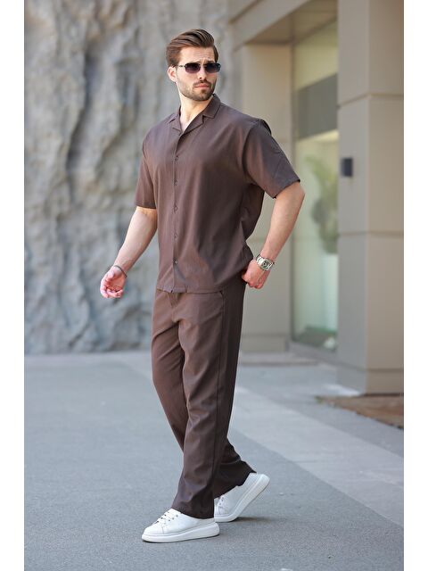 Madmext Kahverengi Basic Erkek Gömlek Takım E7320 - S000445072-19413
