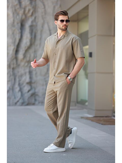 Madmext Haki Basic Erkek Gömlek Takım E7320 - S000445072-18547