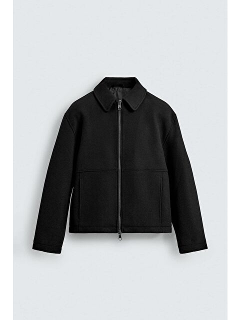 Abluka Online Erkek Relax Fit Premium Kaşe Ceket Kaban Siyah - S000493998-19351