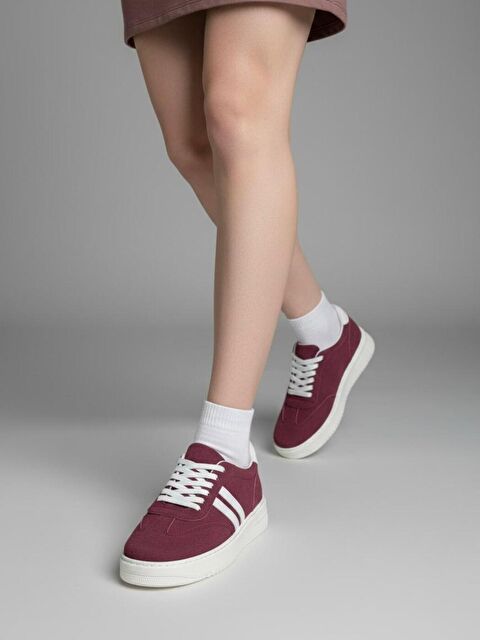 marinarosse Kadın Mona Bordo Süet Bağcıklı Ortopedik Hafif Taban Günlük Sneaker - S000509038-19951