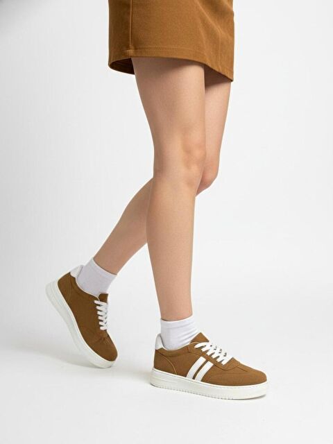 marinarosse Kadın Mona Taba Süet Bağcıklı Ortopedik Hafif Taban Günlük Sneaker - S000511419-29705