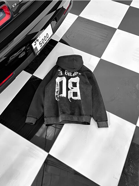 Abluka Online Erkek Oversize Kapüşonlu Baskılı Hoodie Siyah - S000491224-19351