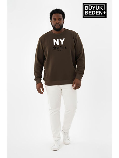 Süperlife Erkek Büyük Beden NY Newyork Baskılı Bisiklet Yaka ince Sweatshirt SPR26BSW956-15 - S000505247-18547