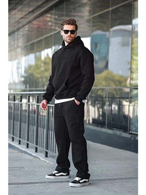 Madmext Siyah Kapüşonlu Erkek Eşofman Takımı E7324 - S000445074-19351
